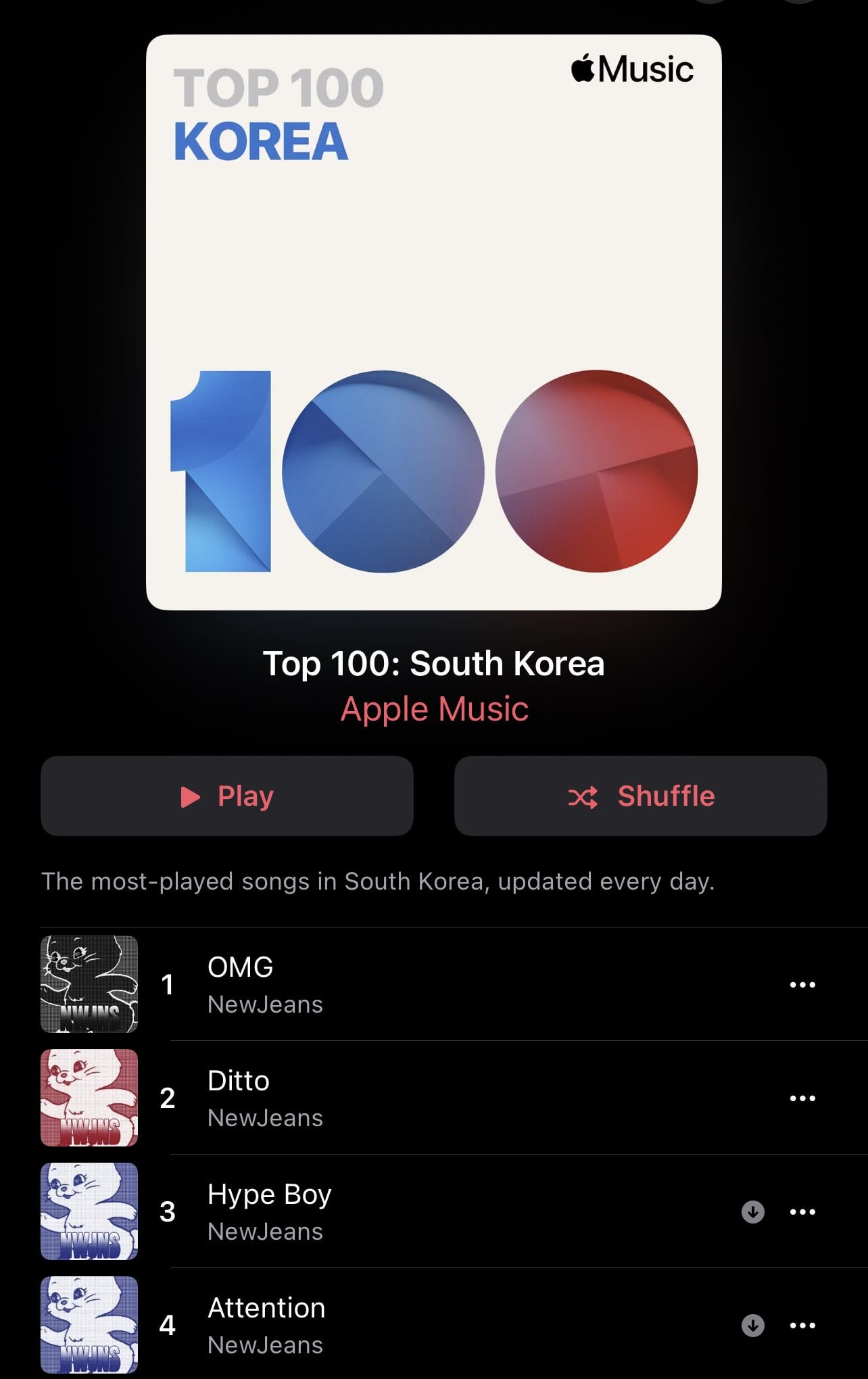 230128 Top 100 South Korea Apple Music Chart Announced (NewJeans' [OMG