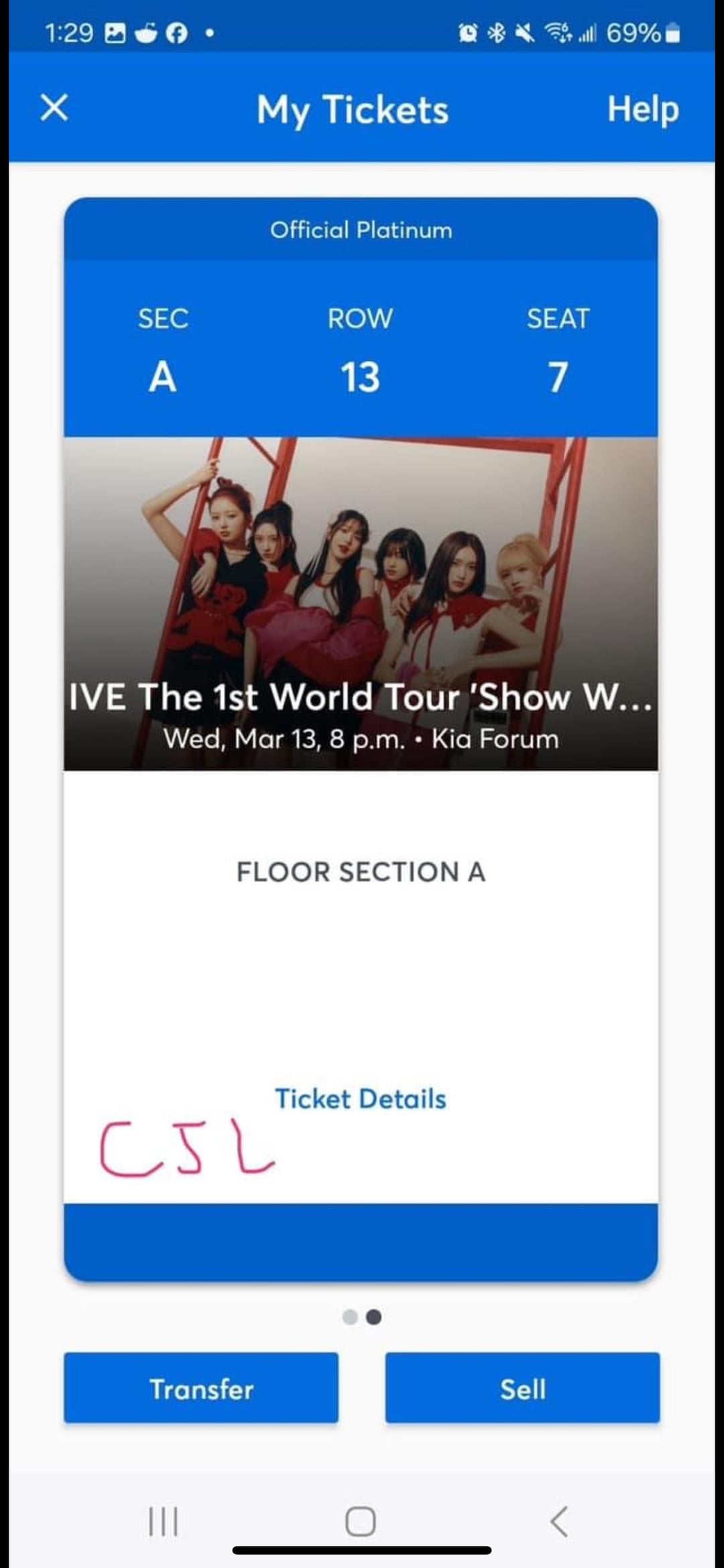 LA IVE Platinum Floor tickets for sale PTKOREA